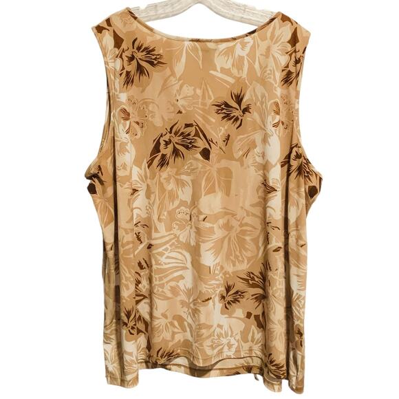 Maggie Barnes for CATHERINES Tank Top 3X Hawaiian Tropical Print Neutral - Picture 5 of 5